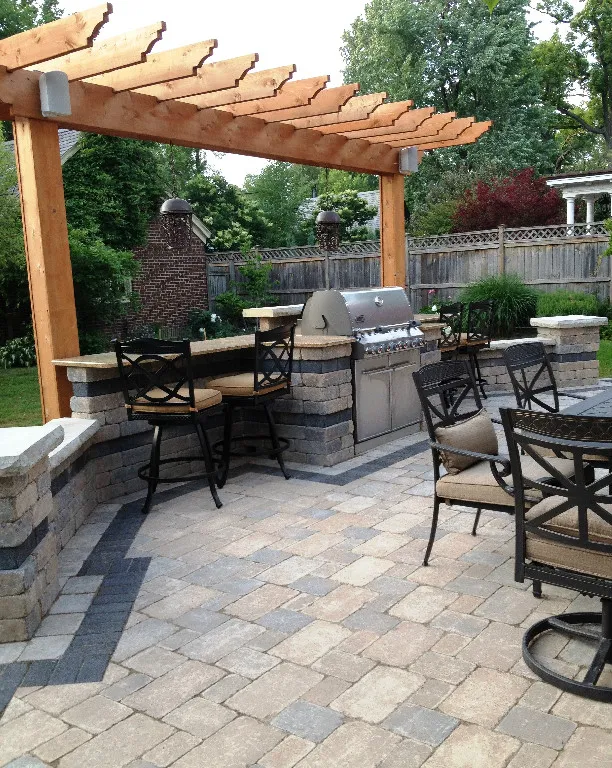 Custom outdoor kitchen with pergola